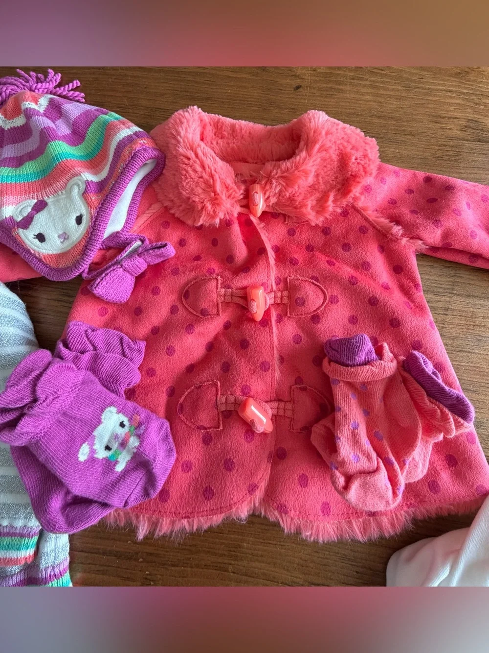 Gymboree 7 Pc Set Pink and Purple Girls 0-3 months Coat, Tops, Pants, Hat